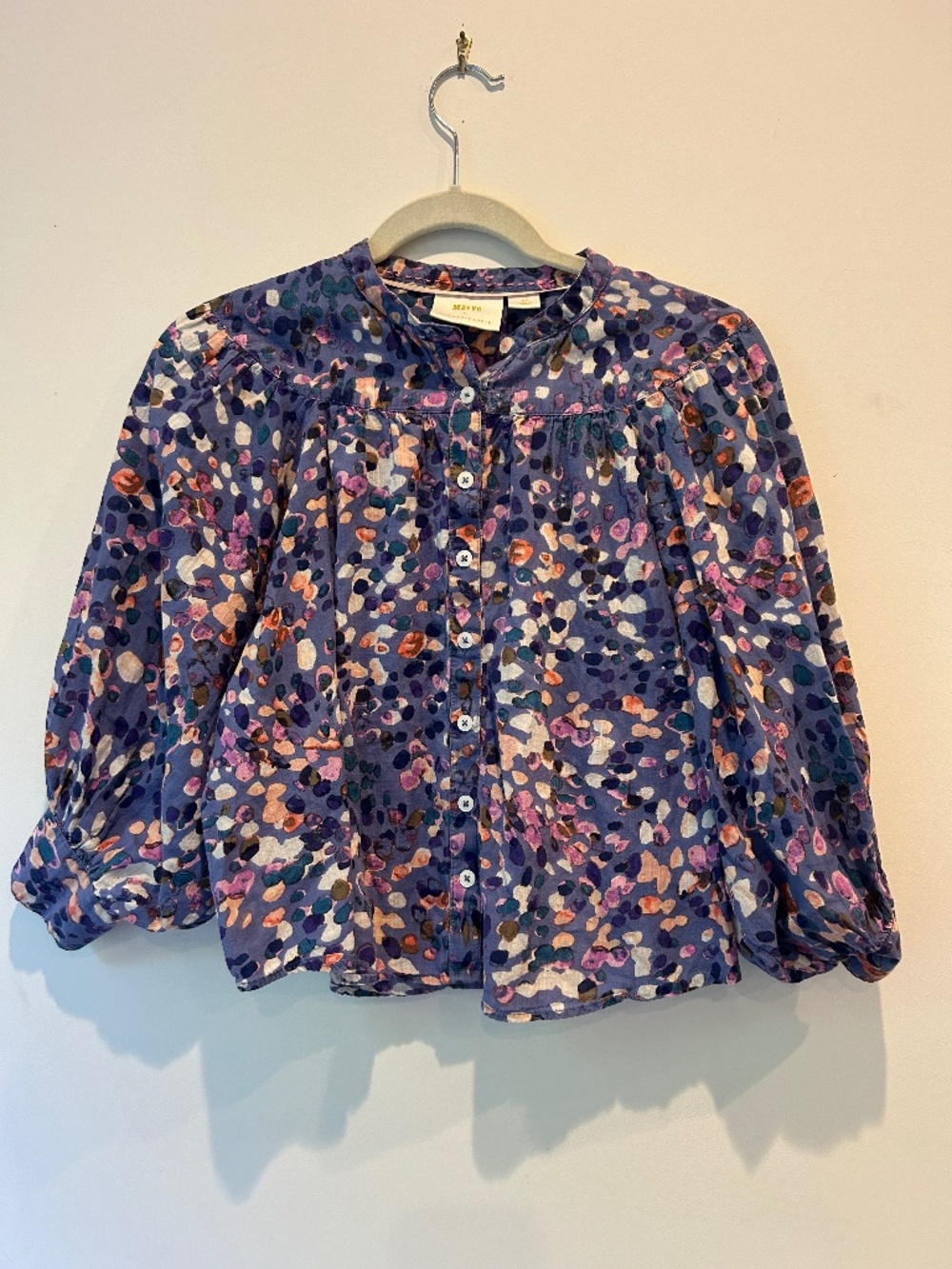 Maeve Anthropologie purple floral top/blouse size small petite